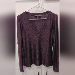 White House Black Market Sparkling Plum Long Sleeve Top